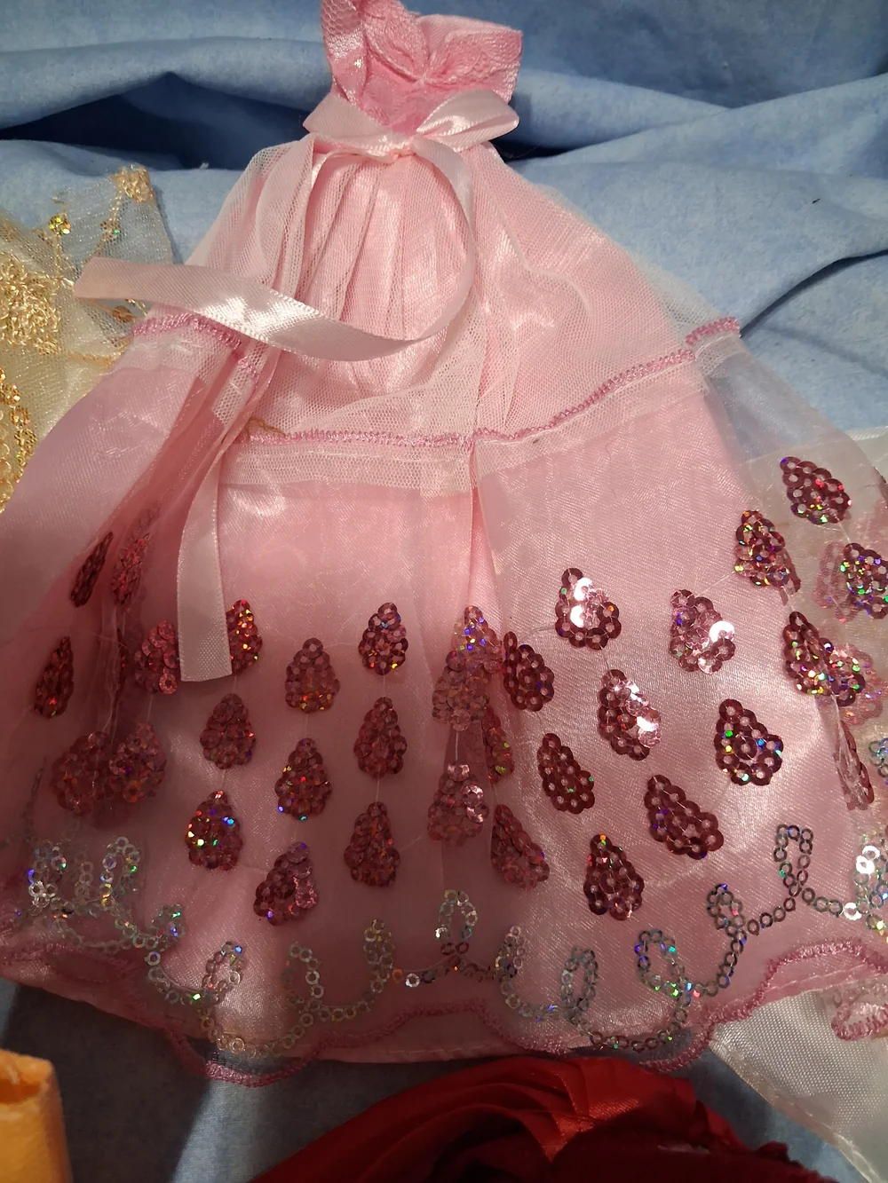 Assorted Barbie  Doll Dresses - Yellow Gold & Red Lace